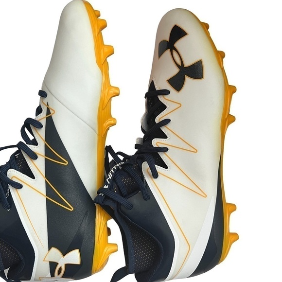 Under Armour Mens Nitro Pro Football Cleats White Blue Yellow Size 15